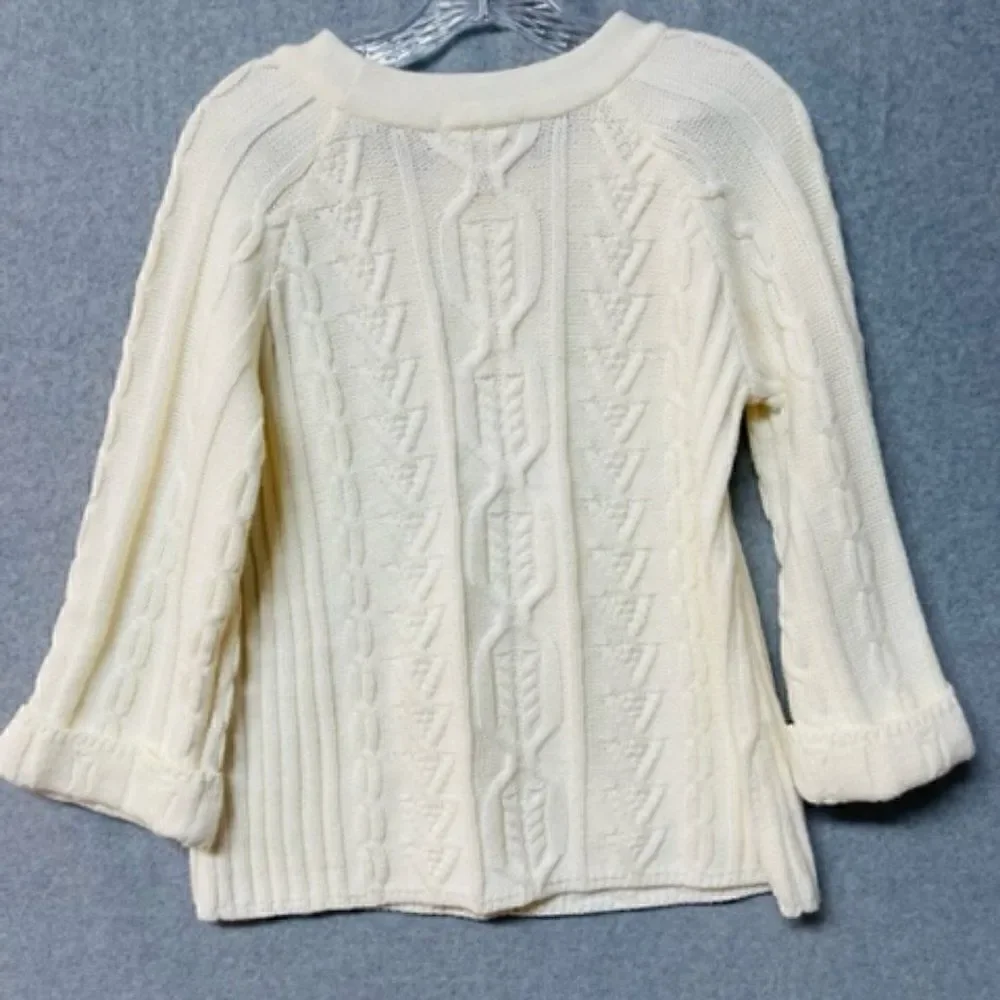 Coldwater Creek white cable knit sweater Size XS 4 Excellent Condition